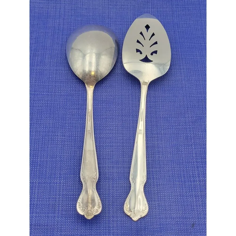 Rogers Brothers Daybreak Elegant Lady Reinforced Plate IS Flatware 2 Serving Pcs